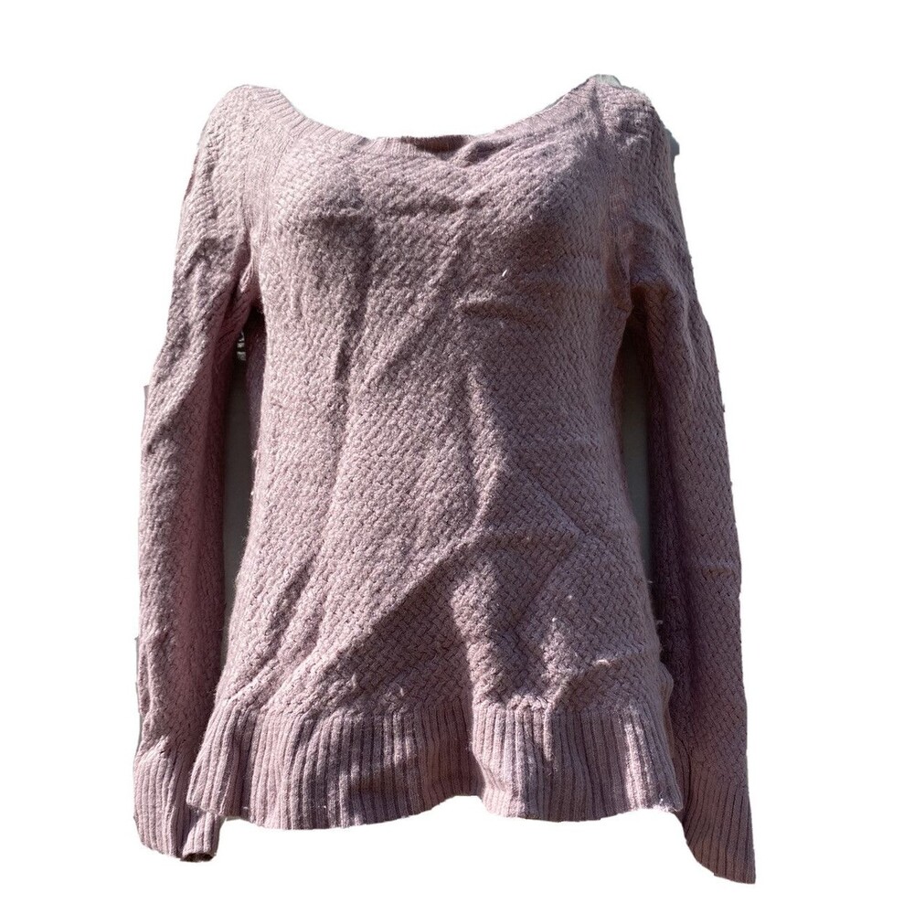 Ann Taylor LOFT Womens Size Large Pink Long Sleeve Sweater Scoop Neck Wool Blend